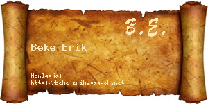 Beke Erik névjegykártya
